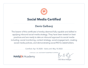 Social Media Certified Hubspot academy
